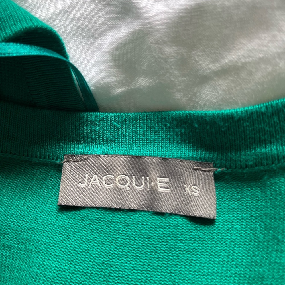 🔶2 for $18 JacquiE size XS vibrant green 3/4 sleeve cardigan/top - Picture 3 of 4